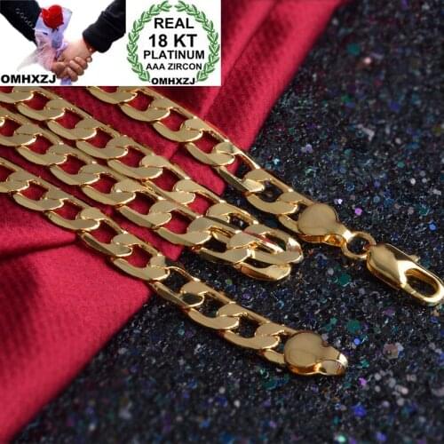 OMHXZJ Wholesale Personality Fashion OL Woman Girl Party Wedding Gift Gold 6MM Figaro Chain 18KT Gold Chain Necklace NC153