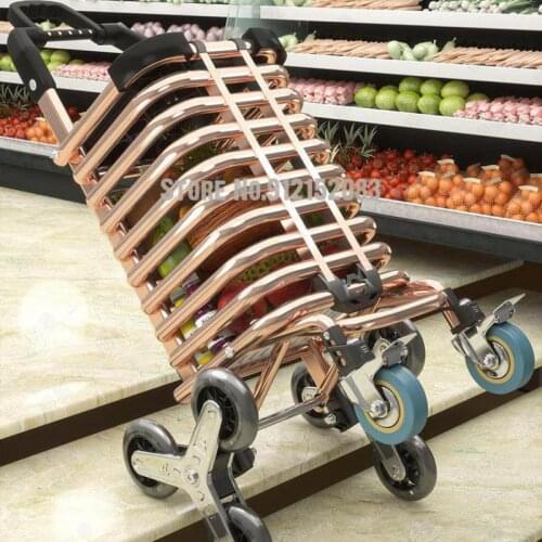 Portable Shopping Cart Household Grocery Shopping Cart Trolley Foldable Trolley Cart Climbing Stairs Elderly Food Basket Trolley