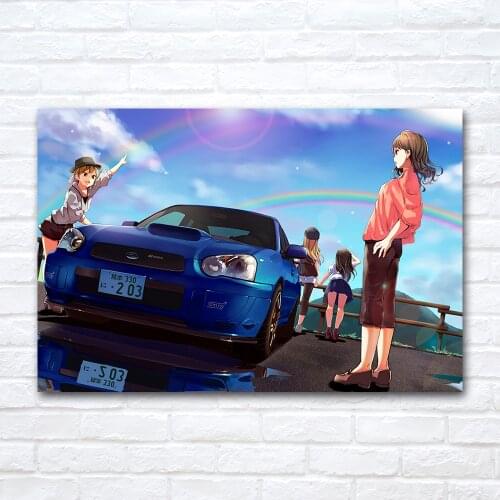 Girls and Subaru STI S203 Supercar Anime Poster Wall Art Pictures Canvas Painting for Bedroom Living Room Home Decoration