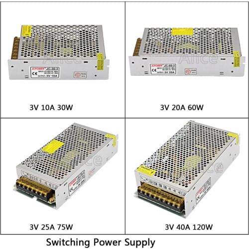 Regulated Switching Power Supply DC3V 10A/20A/25A/40A 180W Swich Driver Transformer AC110V 220V to DC 3v For LED Strip Light CNC