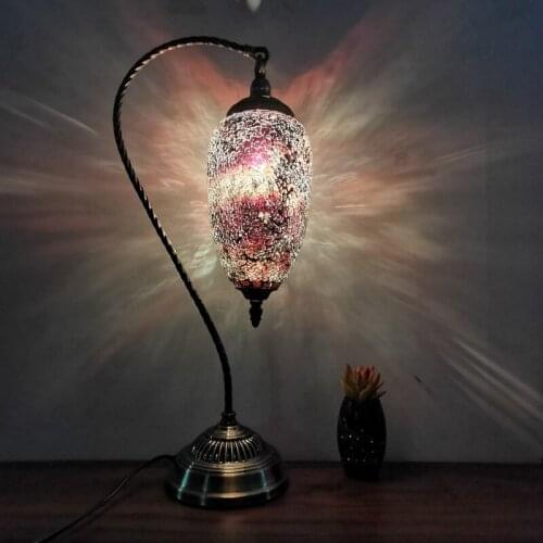 Retro bedroom bedside living room handmade romantic personality Southeast Asia Turkey colored glass desk lamp