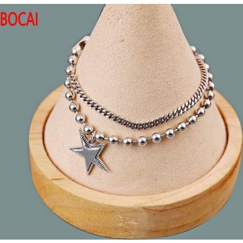 Double Star Bracelet 925 Silver Simple Japanese and Korean Ladies Fashion All-match Bead Bracelet