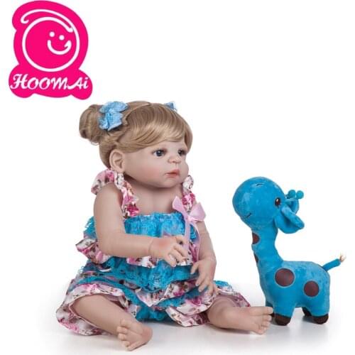 18"48CM Silicone Baby Doll Soft Silicone Realistic Toys for Children Baby Toddle Doll Smooth Vinyl Body Full Body Hair Toy Doll