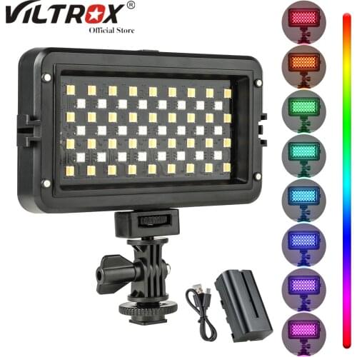 VILTROX RB10 RGB LED Camera Video Light, Dimmable 2500K-8500K Camcorder LED Light Panel battery+charger for Digital SLR Cameras