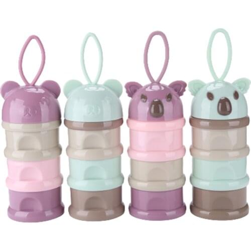 3 layer Cute Bear Style Portable Baby Food Storage Box Essential Cereal Cartoon Milk Powder Boxes Toddle Kids Formula Milk
