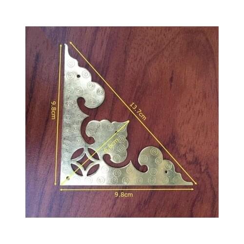 Corner Brackets Chinese antique decoration door angle metal tea table surface corner decorative bags / copper 01