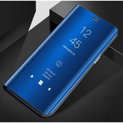 Smart Flip Stand Mirror Case For Huawei Y7 Prime 2018 Case Clear View PU Leather Cover For Huawei Y7 Prime 2018 Case Cover