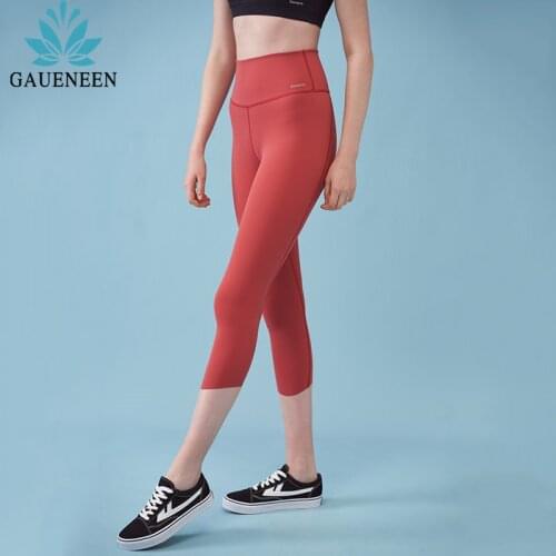 GAUENEEN Women High Waist Yoga Pants Sportswear Running Workout Fitness Leggings Stretch Push Up Sport Tights 3/4 Pants Capris