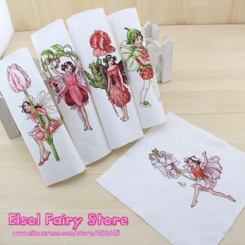 10pcs 5 Designs mix 100% Cotton Fabric Set for DIY Sewing, Fairy Flower Girl Cotton Patch