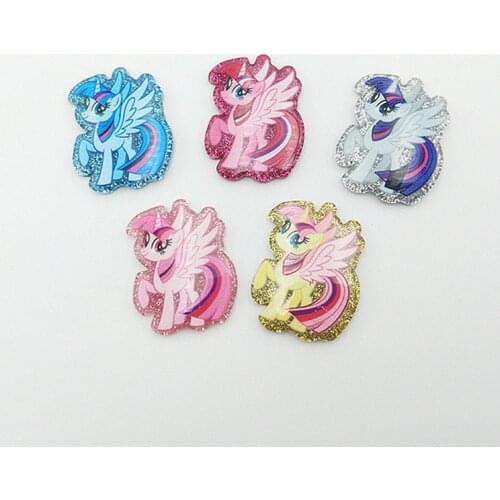 10Pcs Kawaii Flatback Resin Cartoon Planar Glitter Pony Unicorn Flat Back Resin Cabochons for Bows DIY Scrapbooking Decoration