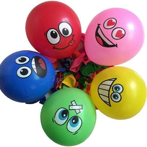 100pcs 12inch mixed color latex balloons cartoon pattern smiley face diy balloons birthday party decoration wedding accessories