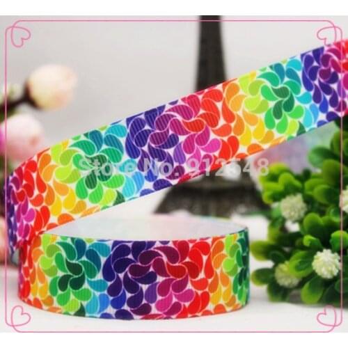 1411119,22mm Cartoon rainbow colors Series Printed grosgrain ribbon, DIY handmade materials, wedding gift wrap