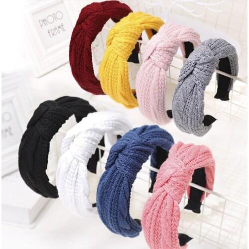 2019 Vintage Knit Hairbands For Women Girls Hair Accessories Clips Knot Turban Headband Hairpin Diademas Opaska Do Wlosow