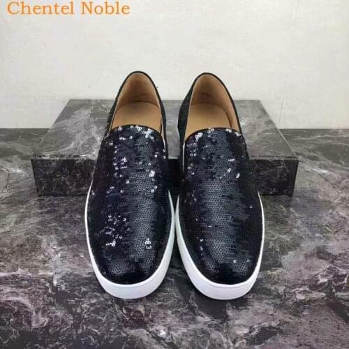 2021 Brand Chentel Comfortable Sequined Style Men Casual Shoes Party Dress Flats Slip-On Low Top Sneakers Big Size Unisex