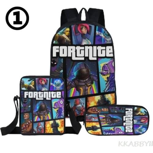 3Pcs/Sets FORTNITE School Bags For Boys Girls Cartoon Game Book Bags Sets Games Backpacks School Gifts