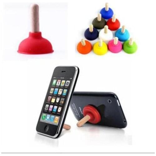 6 x Phone Suckers Mini Plunger Holders Sucker Stand For Cell Phone PSP Toilet Shape Phone Sucker Holder(Random Color Sent)