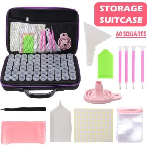 60 Slots Nail Art Beads Case Holder Hand Bag Diamond Painting Accessories Tools Storage Box Zipper Cross Stitch Accessories