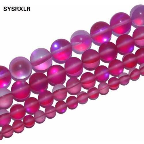 Free Shipping Matte Red Austria Crystal Synthesis Dull Polish Moon Stone Beads For Jewelry Making DIY Bracelet 6 8 10 12 MM