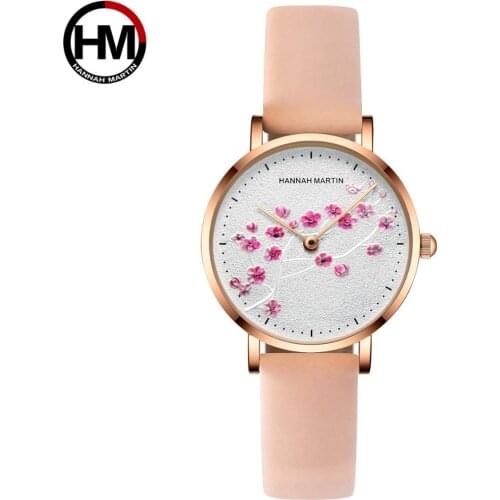 Girls Plum Flower Dial Watch Women Watches Luxury Quartz Analog Clock Ladies Black Business Leather Waterproof Shock Reloj Mujer