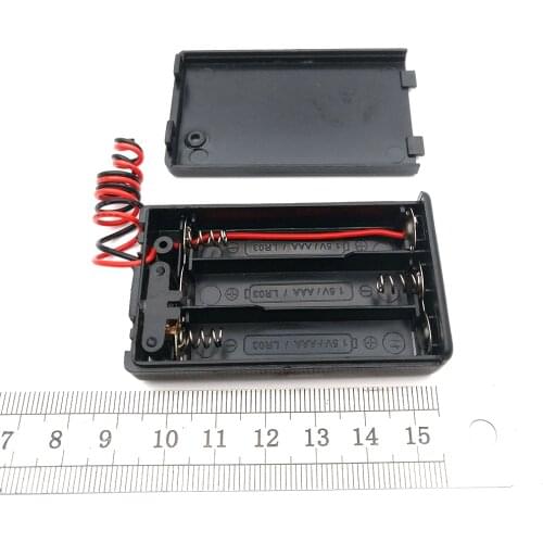 3 x AAA Battery Storage Cover Box Plastic Case Holder with ON/OFF Switch & Wire Leads for 3 pcs AAA Batteries Black Whol,1PC