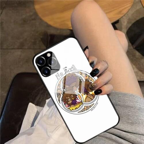 Three No Evils Glass Phone Case For iphone 12 11 Pro Max XS XR X 8 7 Plus SE2 Case