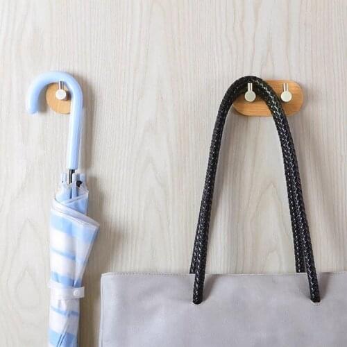 Wooden Creative Bathroom Shelf Shower Storage Rack Oilproof Self Adhesive Hanging Hooks Home Decor Wall Hook Key Hair Pin Holder