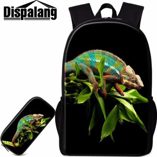 Dispalang Cute Animal Backpack Lizard Printed Schoolbag Casual Shoulder Bookbag for Primary Students Children Bagpack Day Pack
