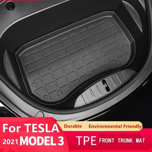 For New Tesla Model 3 2021 Car Front Trunk Mat Accessories TPE Waterproof Portable Cargo Tray Storage Pads