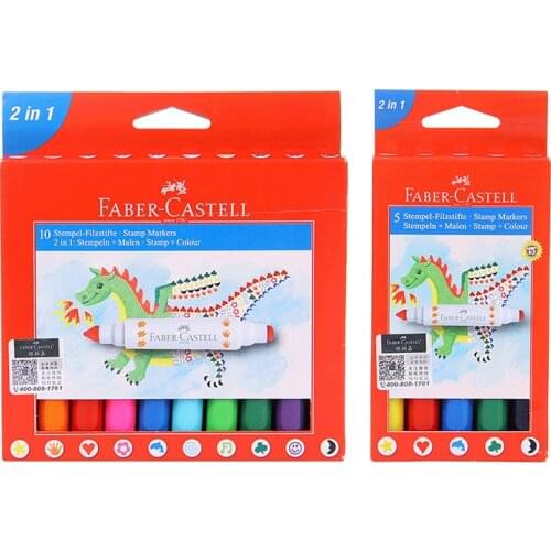 FABER CASTELL 5/10 color double headed seal watercolor pen, kindergarten art graffiti, washable painting brush set