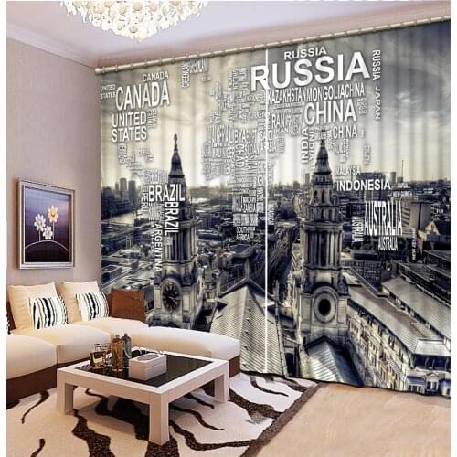 City 3D Curtain Luxury Blackout Window Curtain Living Room map curtains for bedroom living room Blackout curtain