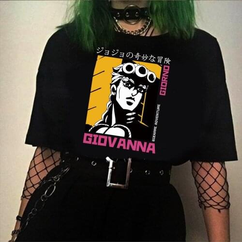 Hot Jojo Bizarre Adventure T Shirt Women Japan Anime Top T-shirt Kawaii Jojo Graphic Tshirt Plus Size Unisex Cartoon Males
