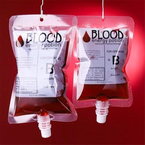 Halloween Cosplay Blood Pouch Props Drink Container Bag Vampire Blood Props Beverage Food Class PVC Water Bottle Funny Supply