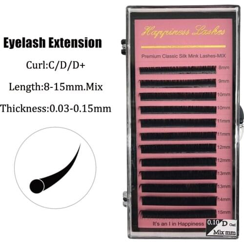 HPNESS Soft Korea Eyelash Extensions C D D+ Curl False Eyelashes Individual Lashes For Building Silk Volume Lashes 0.03-0.15mm