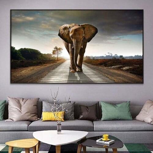 African Elephant Oil Painting on Canvas Animal Poster and Print Wall Art Wall Pictures for Living Room Decor No Frame