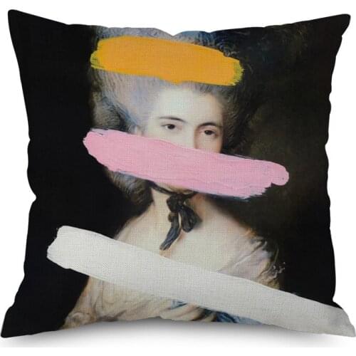 Classical Woman Figure Sculpture Printed Throw Pillowcase Abstract Oil Painting Cushion Cover Decorative Pillow Case 45X45cm