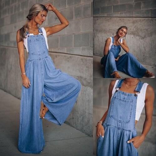 Lugentolo Blue Jean Overalls Women Loose Wide Leg Jumpsuit Summer Fashion New Pocket High Waist Jumpsuits for Women