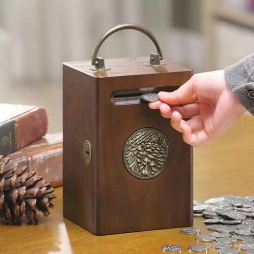 Money Box Piggy Bank Wooden Coin And Note Storage Box Piggy Bank For Banknotes Money Box Safe For Money Cassette With Latch