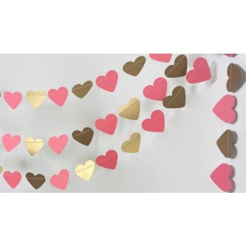 Coral and Gold Heart Garland - Coral Wedding Decorations - Gold Coral Bridal Shower