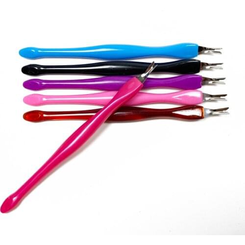 5pcs/lot Cuticle Pusher Stainless Steel dead skin Nail Art Fork For Trim Dead Skin Fork Nipper Pusher Trimmer Cuticle Remover