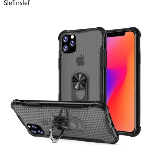 Magnetic Fing Ring Case for iPhone 11 Pro Max Xs XR XSMax X 7 6 6S 8 Plus Hybrid Colors Shockproof Case Stand Transparent Cover