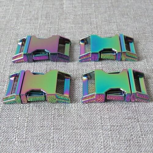 50Pcs/Pack 20mm Webbing Ribbon Metal Side Release Buckle for Paracord Bracelet Dog Cat Collar Clip Clasp Diy Accessories Rainbow