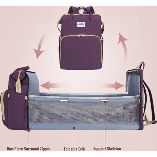 New Multifunctional Mummy Nappy Bag Baby Folding Bed Solid Color Outdoor Large Capacity Diaper Bag For Women Maternity Backpack