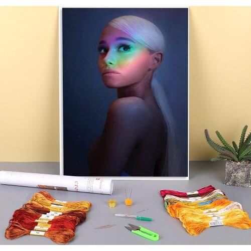 Ariana Grande Printed 11CT Cross Stitch Embroidery Kit DMC Threads Needlework Painting Hobby Handmade Floss Design