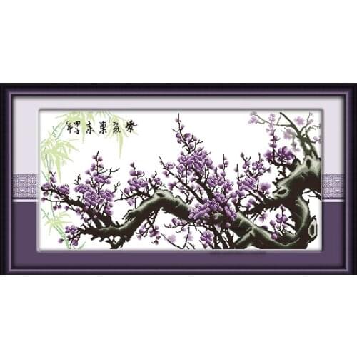 Purple flower cross stitch kit flower 18ct 14ct 11ct count printed canvas stitching embroidery DIY handmade needlework
