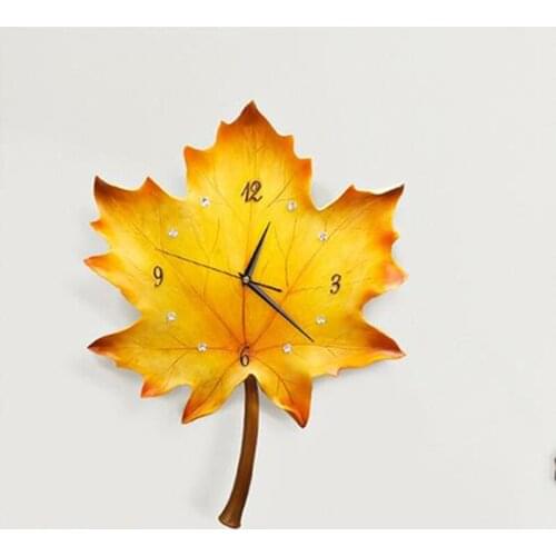 Nordic living room leaf wall clock, creative fashion bedroom silent clock, modern home decorations