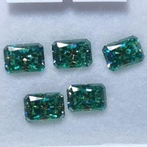 Wholesale Price 5A Green Color Retangle Shape Radiant Cut Loose Synthetic Sic Moissanites Stones For Jewelry Accessories