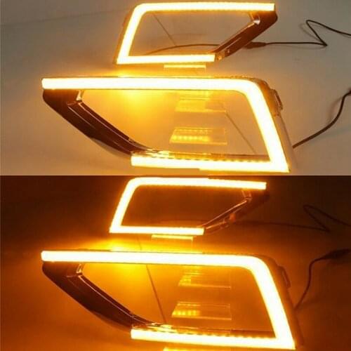 Pair Led Daytime Running Lights Drl Yellow Turn Signals for Atlas Teramont 2018-2020