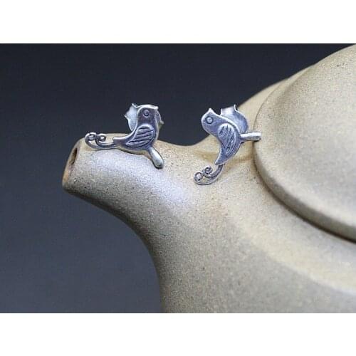 Simple Punk Style Bird Stud Earring Retro Fashion Lady Silver Color Earrings Elegant Charm Women Cocktail Party Jewelry