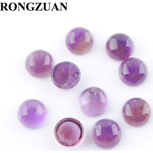 RONGZUAN Natural Amethysts Gem Stones 6mm Round Cabochon CAB Flat Back Beads No Hole for Jewelry Making 20 Pcs/Lot TU3279