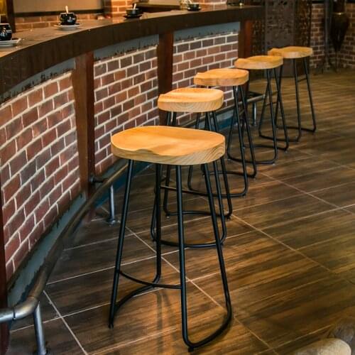 Modern Bar Stool Iron Bar Chair Bar Stool Seat Make Up Chair Beauty Salon Furniture European Style Solid Wood Fashion